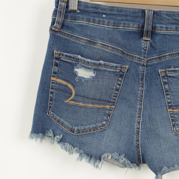 American Eagle Outfitters Distressed Button Fly Hi Rise Shortie Shorts size 6 - Picture 5 of 8